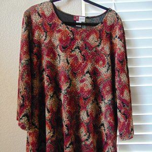 JM Collection Red Multi Color Blouse Sz 3X